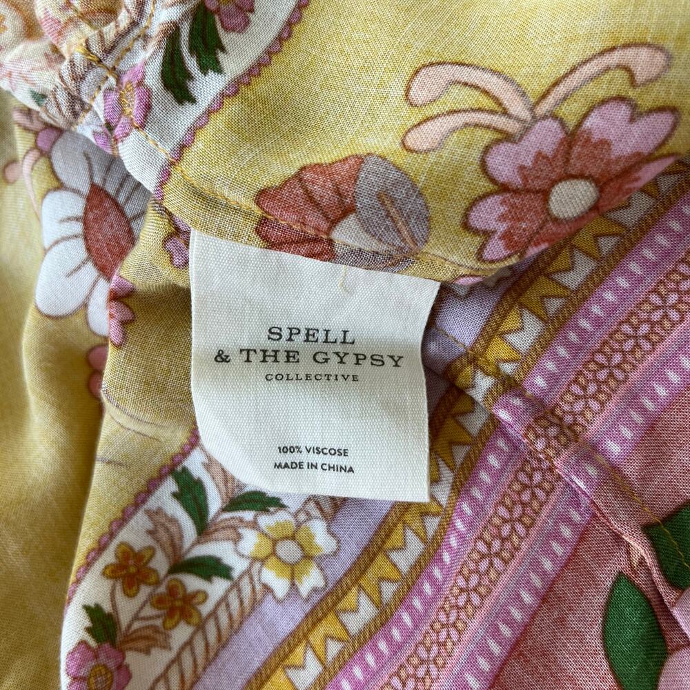 Spell And The Gypsy Collective Portobello Road Kimono Floral Yellow Robe, Small - Picture 14 of 16